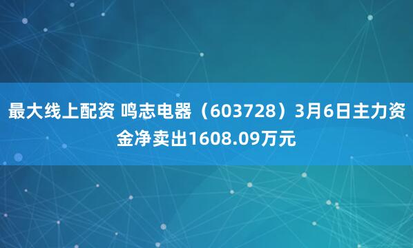 最大线上配资 鸣志电器（603728）3月6日主力资金净卖出1608.09万元
