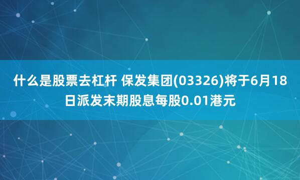 什么是股票去杠杆 保发集团(03326)将于6月18日派发末期股息每股0.01港元
