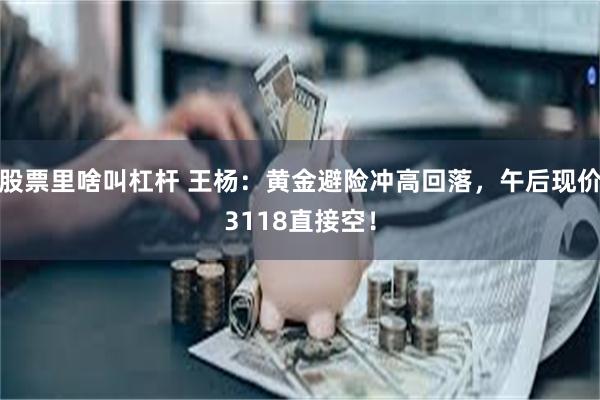 股票里啥叫杠杆 王杨：黄金避险冲高回落，午后现价3118直接空！