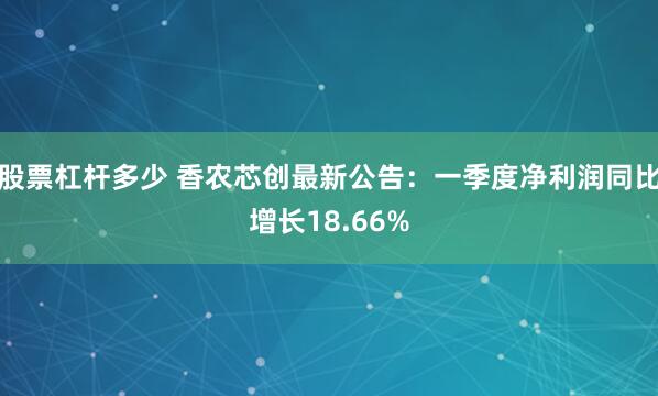 股票杠杆多少 香农芯创最新公告：一季度净利润同比增长18.66%