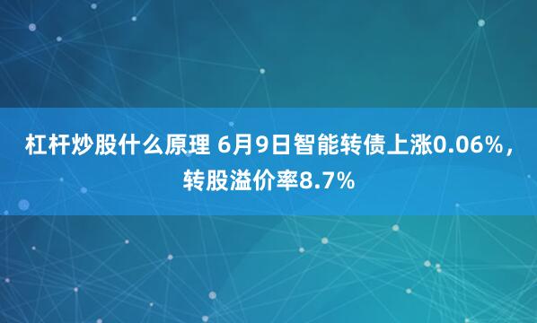 杠杆炒股什么原理 6月9日智能转债上涨0.06%，转股溢价率8.7%