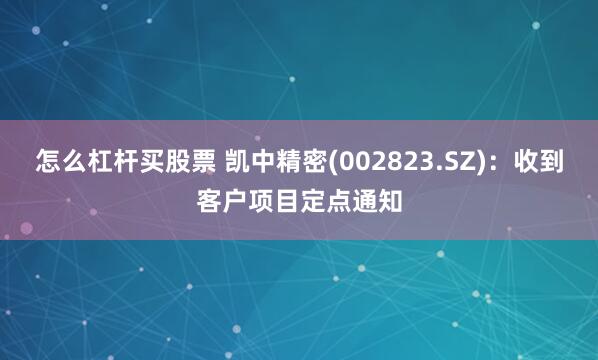 怎么杠杆买股票 凯中精密(002823.SZ)：收到客户项目定点通知