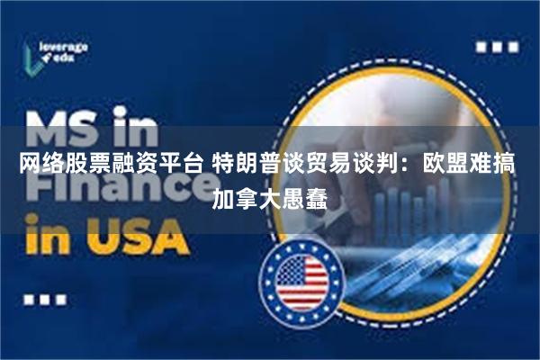 网络股票融资平台 特朗普谈贸易谈判：欧盟难搞 加拿大愚蠢
