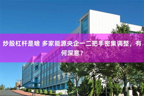 炒股杠杆是啥 多家能源央企一二把手密集调整，有何深意？